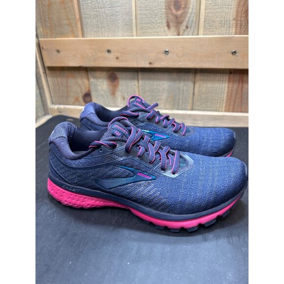 Brooks Ghost 12 Road Running Shoes Womens 6.5 Navy & Pink Cushion Lightweight - Picture 1 of 10